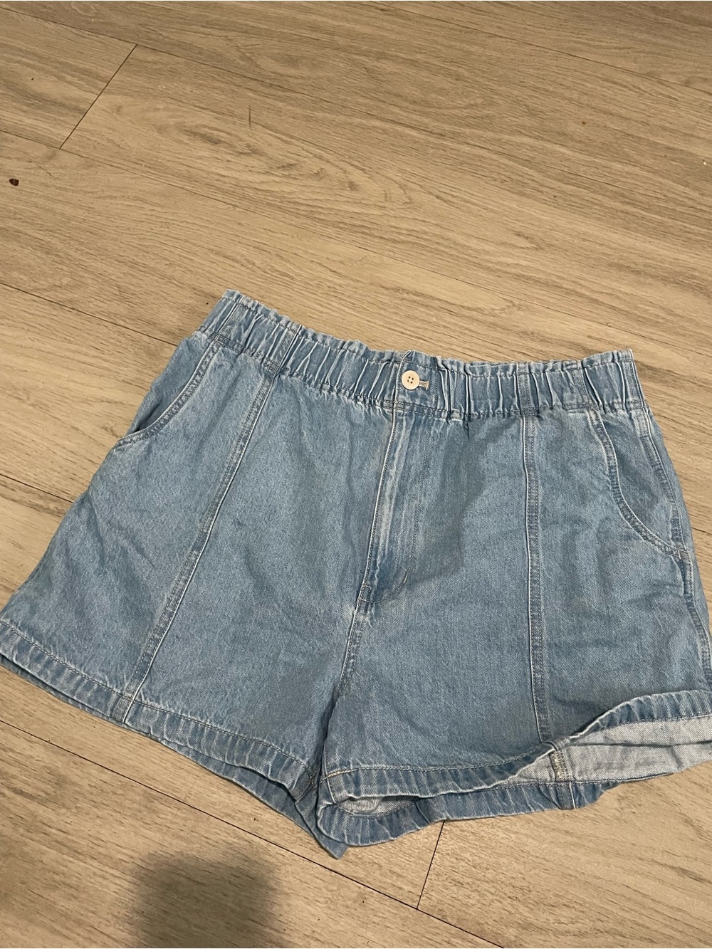 Madewell Light Blue Denim Elastic Waist Shorts